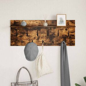 Latitude Run Wall-Mounted Coat Rack With Shelf Engineered Wood Smoked Oak 12cm H X 100cm W X 40cm D Latitude Run Wall-Mounted Coat Rack With Shelf Engineered Wood Smoked Oak 12cm H X 100cm W X 40cm D