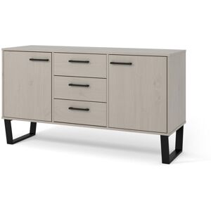 Ebern Designs Euda large sideboard, 3 Drawer, 2 door, industrial design pine sideboard Grey 73.6cm H X 130.6cm W X 43cm D Ebern Designs Euda large sideboard, 3 Drawer, 2 door, industrial design pine sideboard Grey 73.6cm H X 130.6cm W X 43cm D