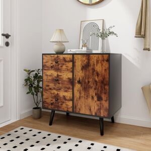 George Oliver Industrial Storage Cabinet Adjustable Wooden Buffet Sideboard W/ 3 Drawers &Door Brown 40cm H X 73cm W X 40cm D George Oliver Industrial Storage Cabinet Adjustable Wooden Buffet Sideboard W/ 3 Drawers &Door Brown 40cm H X 73cm W X 40cm D