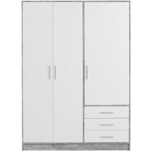 Zipcode Design Ingram 3 Door Wardrobe Concrete Grey/White Matt 144.6cm W Zipcode Design Ingram 3 Door Wardrobe Concrete Grey/White Matt 144.6cm W