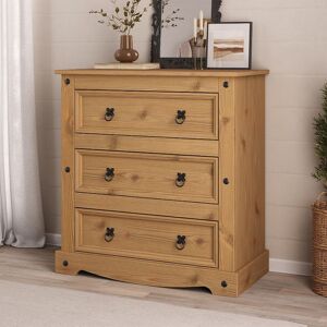 Alpen Home Carin 3 Drawer 80Cm W Solid Wood Chest of Drawers Brown 84cm H X 80cm W X 41cm D Alpen Home Carin 3 Drawer 80Cm W Solid Wood Chest of Drawers Brown 84cm H X 80cm W X 41cm D