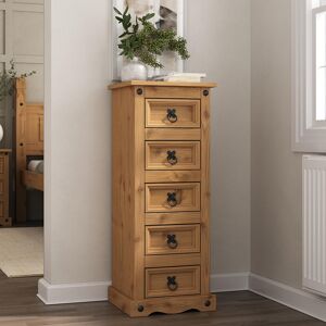 Natur Pur Corona Chest Of 5 Drawers Narrow Chest, Mexican Solid Pine Clear 89cm H X 35cm W X 32cm D Natur Pur Corona Chest Of 5 Drawers Narrow Chest, Mexican Solid Pine Clear 89cm H X 35cm W X 32cm D