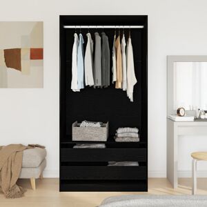 17 Stories Wardrobe Black Oak Engineered Wood 100 X 50 X 200 Cm Durable Black 200 cm H x 100 cm W x 50 cm D 17 Stories Wardrobe Black Oak Engineered Wood 100 X 50 X 200 Cm Durable Black 200 cm H x 100 cm W x 50 cm D