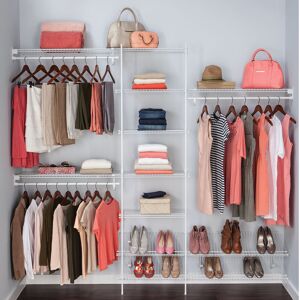 Wall Mounted Wardrobe System and Shoe Shelf Kit 1.5m to 2.4m Wide White ClosetMaid Wire Ventilated Shelving White 244cm W Wall Mounted Wardrobe System and Shoe Shelf Kit 1.5m to 2.4m Wide White ClosetMaid Wire Ventilated Shelving White 244cm W