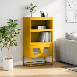 Latitude Run Vidaxl highboard black 68 x 39 x 123cm steel Mustard yellow 123cm H X 68cm W X 39cm D Latitude Run Vidaxl highboard black 68 x 39 x 123cm steel Mustard yellow 123cm H X 68cm W X 39cm D