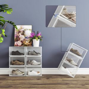 Rebrilliant 6 Pair Stackable Shoe Storage Box White 6 Rebrilliant 6 Pair Stackable Shoe Storage Box White 6