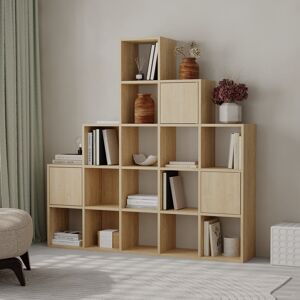 Brayden Studio Anyila Corner Bookcase with Modular Cube Design Open and Concealed Shelves Push-to-Open Doors Modern Ladder-Style Oak Brayden Studio Anyila Corner Bookcase with Modular Cube Design Open and Concealed Shelves Push-to-Open Doors Modern Ladder-Style Oak