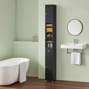 Rebrilliant Munford Freestanding 20cm W x 180cm H x 20cm D Linen Cabinet Black 180cm H X 20cm W X 20cm D Rebrilliant Munford Freestanding 20cm W x 180cm H x 20cm D Linen Cabinet Black 180cm H X 20cm W X 20cm D