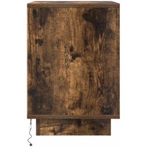 Metro Lane Bedside Cabinet With LED Lights Old Wood 38X34x50 Cm Smoked Oak 50cm H X 38cm W X 34cm D Metro Lane Bedside Cabinet With LED Lights Old Wood 38X34x50 Cm Smoked Oak 50cm H X 38cm W X 34cm D