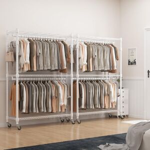 Rebrilliant Gerodi 90cm W Rolling Clothes Rack White 35cm L Rebrilliant Gerodi 90cm W Rolling Clothes Rack White 35cm L