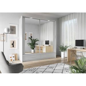Ebern Designs Emuel 2 Door Sliding Wardrobe White Matte 215cm H X 200cm W X 63cm D Ebern Designs Emuel 2 Door Sliding Wardrobe White Matte 215cm H X 200cm W X 63cm D