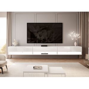 Metro Chaynce Calante Wall Mount TV Cabinet with LED Lighting High-Gloss White 88" Metro Chaynce Calante Wall Mount TV Cabinet with LED Lighting High-Gloss White 88"