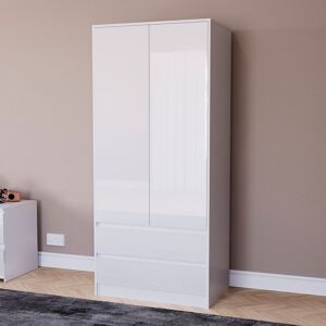 17 Stories Oslo 2 Door 2 Drawer High Gloss Wardrobe, (FSC 100%) Bedroom Home Clothing Storage Furniture White 170cm H X 76cm W X 53cm D 17 Stories Oslo 2 Door 2 Drawer High Gloss Wardrobe, (FSC 100%) Bedroom Home Clothing Storage Furniture White 170cm H X 76cm W X 53cm D