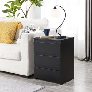 Yaheetech Aubreauna 3 Drawer Bedside Table Black 60.5cm H X 45cm W X 35cm D Yaheetech Aubreauna 3 Drawer Bedside Table Black 60.5cm H X 45cm W X 35cm D