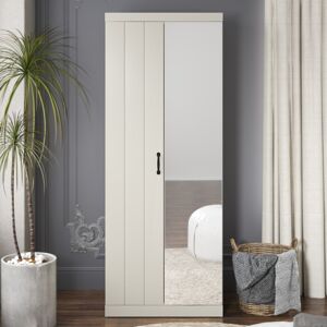 17 Stories Allington 2 Door Wardrobe With Mirror Light Grey 180.5cm H X 69.8cm W X 52.7cm D 17 Stories Allington 2 Door Wardrobe With Mirror Light Grey 180.5cm H X 69.8cm W X 52.7cm D