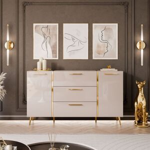 Fairmont Park Sideboard with Drawers ONYX Cashmere with Golden Legs, High Gloss, 158 cm cashmire/ cashmire gloss 88cm H X 158cm W X 41.3cm D Fairmont Park Sideboard with Drawers ONYX Cashmere with Golden Legs, High Gloss, 158 cm cashmire/ cashmire gloss 88cm H X 158cm W X 41.3cm D