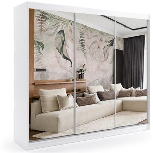 Brayden Studio Kleiderschrank mit Spiegel Schiebetüren DEBA White 216cm H X 180cm W X 61cm D Brayden Studio Kleiderschrank mit Spiegel Schiebetüren DEBA White 216cm H X 180cm W X 61cm D