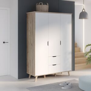 Mack + Milo Ashburn 3 Door Wardrobe White/Brown 201.5cm H X 139.4cm W X 52.7cm D Mack + Milo Ashburn 3 Door Wardrobe White/Brown 201.5cm H X 139.4cm W X 52.7cm D