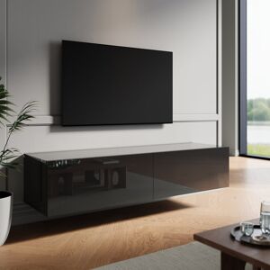 17 Stories 40x30cm, hangable and floor standing TV stand in high-gloss UV panel Black 30cm H x 140cm W x 40cm D 17 Stories 40x30cm, hangable and floor standing TV stand in high-gloss UV panel Black 30cm H x 140cm W x 40cm D