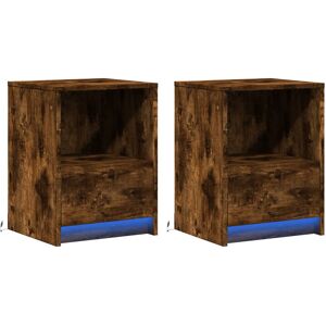 Metro Lane Bedside Cabinets With LED Lights 2 Pcs Sonoma Oak Engineered Wood Smoked Oak 50cm H X 38cm W X 34cm D Metro Lane Bedside Cabinets With LED Lights 2 Pcs Sonoma Oak Engineered Wood Smoked Oak 50cm H X 38cm W X 34cm D