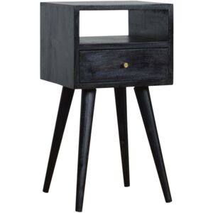Mercury Fithian 1 Drawer Solid Wood Bedside Table Black 144.78cm H X 30cm W X 30cm D;144.78cm H X 30cm W X 30cm D Mercury Fithian 1 Drawer Solid Wood Bedside Table Black 144.78cm H X 30cm W X 30cm D;144.78cm H X 30cm W X 30cm D
