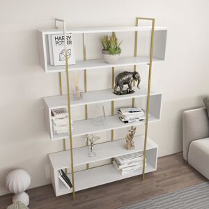 Canora Grey 5 Tier Bruti Modern Bookcase Bookshelf Shelving Unit Gold/White 180cm H X 120cm W X 29.6cm D Canora Grey 5 Tier Bruti Modern Bookcase Bookshelf Shelving Unit Gold/White 180cm H X 120cm W X 29.6cm D