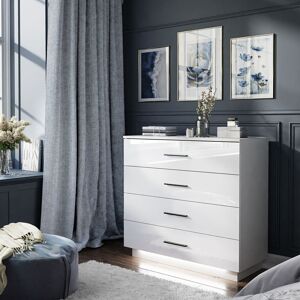 Latitude Run Bujold 4 - Drawer Chest of Drawers Glossy White 84cm H X 95cm W X 40cm D Latitude Run Bujold 4 - Drawer Chest of Drawers Glossy White 84cm H X 95cm W X 40cm D
