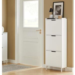 Ebern Designs 3 Flip-Drawers Shoe Cabinet ,Shoe Rack, Shoe Storage Cupboard Organizer Unit, White White 8 Ebern Designs 3 Flip-Drawers Shoe Cabinet ,Shoe Rack, Shoe Storage Cupboard Organizer Unit, White White 8