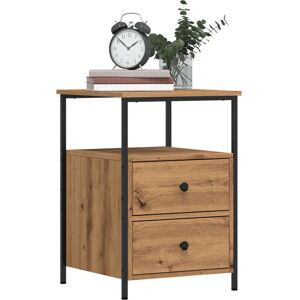 Borough Wharf Orlie Iron Bedside Table Artisan Oak 50cm H X 34cm W X 35.5cm D Borough Wharf Orlie Iron Bedside Table Artisan Oak 50cm H X 34cm W X 35.5cm D
