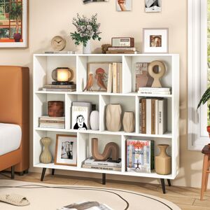 George Oliver 10-Cube Bookcase 140 CM Mid Century Modern Storage Organizer-White White (10 Shelves) 107cm H x 120cm W x 24cm D George Oliver 10-Cube Bookcase 140 CM Mid Century Modern Storage Organizer-White White (10 Shelves) 107cm H x 120cm W x 24cm D