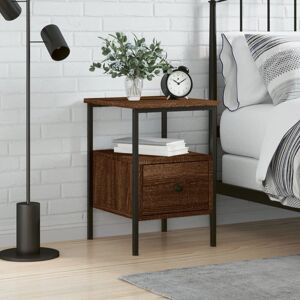 Rio Akalya Iron Bedside Table Brown Oak 50cm H X 34cm W X 36cm D Rio Akalya Iron Bedside Table Brown Oak 50cm H X 34cm W X 36cm D