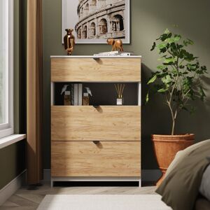 Latitude Run Bora 3 Drawer Deep Chest with shelf in Gold Craft Oak & Kashmir (Ready Assembled) Beige 108cm H X 74cm W X 39cm D Latitude Run Bora 3 Drawer Deep Chest with shelf in Gold Craft Oak & Kashmir (Ready Assembled) Beige 108cm H X 74cm W X 39cm D