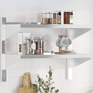 Borough Wharf 2-Tier Wall Shelf Stainless Steel Silver 60cm H x 75cm W x 40cm D Borough Wharf 2-Tier Wall Shelf Stainless Steel Silver 60cm H x 75cm W x 40cm D