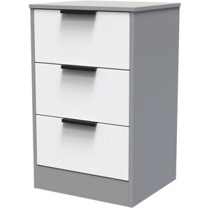 Brayden Studio Atsumi 3 Drawer Bedside Cabinet With Black Handles (Ready Assembled) White Matt/Dusk Grey 73cm H X 45cm W X 40cm D Brayden Studio Atsumi 3 Drawer Bedside Cabinet With Black Handles (Ready Assembled) White Matt/Dusk Grey 73cm H X 45cm W X 40cm D