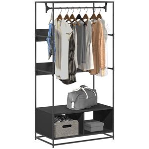 Borough Wharf Wardrobe Sonoma Oak 90X50x180 Cm Engineered Wood Black 180cm H X 90cm W X 50cm D Borough Wharf Wardrobe Sonoma Oak 90X50x180 Cm Engineered Wood Black 180cm H X 90cm W X 50cm D