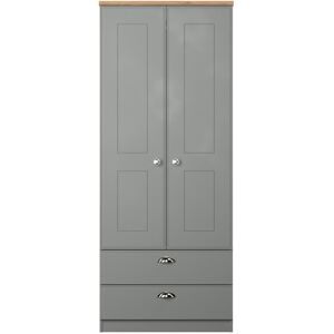 Brambly Cottage Penovich 2 Door 2 Drawer Wardrobe in Dusk Grey & Riviera Oak (Ready Assembled) Satin 182cm H X 74cm W X 53cm D Brambly Cottage Penovich 2 Door 2 Drawer Wardrobe in Dusk Grey & Riviera Oak (Ready Assembled) Satin 182cm H X 74cm W X 53cm D