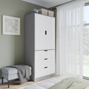 17 Stories 2 Door Modern Wardrobe with 3 Drawer Storage and Hanging Rail Bedroom Furniture Gray/White 180cm H X 80cm W X 50cm D 17 Stories 2 Door Modern Wardrobe with 3 Drawer Storage and Hanging Rail Bedroom Furniture Gray/White 180cm H X 80cm W X 50cm D