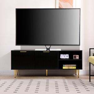 Fairmont Park Modern TV Stand Cabinet with Ribbed Fluted Doors with legs for up to 60" TV's Black 58" Fairmont Park Modern TV Stand Cabinet with Ribbed Fluted Doors with legs for up to 60" TV's Black 58"