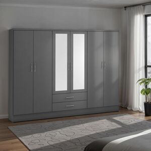 Zipcode Design Cascio 6 Door Wardrobe 3D Grey 182.5cm H X 230cm W X 52cm D Zipcode Design Cascio 6 Door Wardrobe 3D Grey 182.5cm H X 230cm W X 52cm D