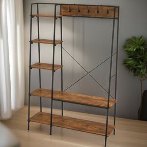 Borough Wharf Kimmie Rustic Industrial Wooden Clothes Stand Garment Rail Rack with Shoe Storage Open Wardrobe Brown Borough Wharf Kimmie Rustic Industrial Wooden Clothes Stand Garment Rail Rack with Shoe Storage Open Wardrobe Brown