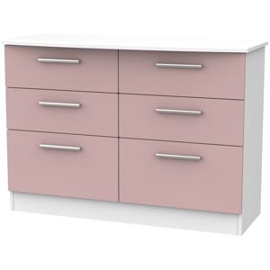 Ebern Designs Fully Assembled Letoya 6 - Drawer Chest of Drawers White;Kobe Pink 79.5cm H X 112cm W X 41.5cm D Ebern Designs Fully Assembled Letoya 6 - Drawer Chest of Drawers White;Kobe Pink 79.5cm H X 112cm W X 41.5cm D