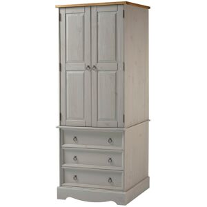 Fernleaf Vanessa 2 Door, 2 drawer Wardrobe, Antique and Grey wax finish, Corona design 187.8cm H X 76.5cm W X 56.1cm D Fernleaf Vanessa 2 Door, 2 drawer Wardrobe, Antique and Grey wax finish, Corona design 187.8cm H X 76.5cm W X 56.1cm D