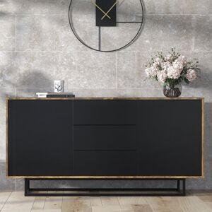 Fairmont Park Vintage Loft Industrial Sideboard with Cabinet, Cupboard, and Drawers Industrial/Black 80cm H X 145cm W X 35cm D Fairmont Park Vintage Loft Industrial Sideboard with Cabinet, Cupboard, and Drawers Industrial/Black 80cm H X 145cm W X 35cm D