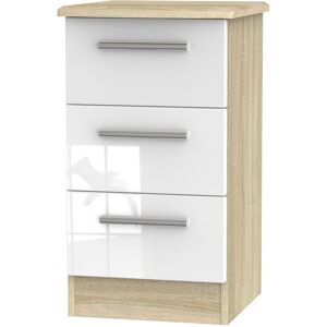 Rosalind Wheeler Knightsbridge Fully Assembled Knightsbridge 3 Drawer Bedside Cabinet White;Oak 69.5cm H X 39.5cm W X 41.5cm D Rosalind Wheeler Knightsbridge Fully Assembled Knightsbridge 3 Drawer Bedside Cabinet White;Oak 69.5cm H X 39.5cm W X 41.5cm D