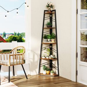 17 Stories 160 H × 35 W Corner Shelf Unit,Modern Ladder Shelving Unit Rustic Brown/Black 406.4cm H X 88.9cm W X 88.9cm D 17 Stories 160 H × 35 W Corner Shelf Unit,Modern Ladder Shelving Unit Rustic Brown/Black 406.4cm H X 88.9cm W X 88.9cm D