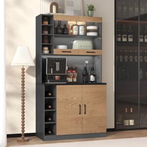 Latitude Run Led Display Cabinet With 4 Doors And Wine Racks White Brown/Black 187cm H X 100cm W X 47cm D Latitude Run Led Display Cabinet With 4 Doors And Wine Racks White Brown/Black 187cm H X 100cm W X 47cm D