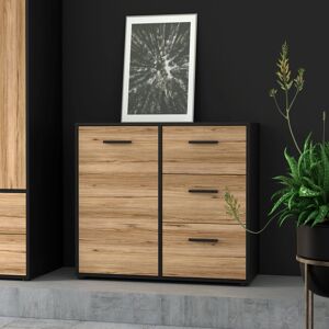 Latitude Run Laur 3 Drawer 94.7cm W Combi Chest of Drawers Black;Brown 84.9cm H X 94.7cm W X 42cm D Latitude Run Laur 3 Drawer 94.7cm W Combi Chest of Drawers Black;Brown 84.9cm H X 94.7cm W X 42cm D