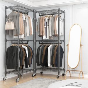 Rebrilliant Ginjiro 60cm W Rolling Clothes Racks Black 23cm L Rebrilliant Ginjiro 60cm W Rolling Clothes Racks Black 23cm L