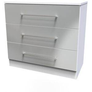 Brayden Studio Fully Assembled Aidah 3 - Drawer Chest of Drawers Uniform Grey Gloss/White 69.5cm H X 76.5cm W X 41.5cm D Brayden Studio Fully Assembled Aidah 3 - Drawer Chest of Drawers Uniform Grey Gloss/White 69.5cm H X 76.5cm W X 41.5cm D