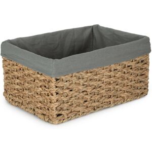 Lily Manor Wicker Thatch Grass Storage Basket with Lining Natural Thatch/Grey Lining 24cm H x 47cm W x 35cm D Lily Manor Wicker Thatch Grass Storage Basket with Lining Natural Thatch/Grey Lining 24cm H x 47cm W x 35cm D